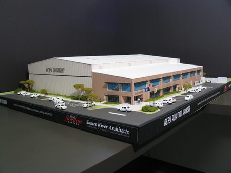 Model of Aery Aviation's New Hangar and Offices in Newport News, VA